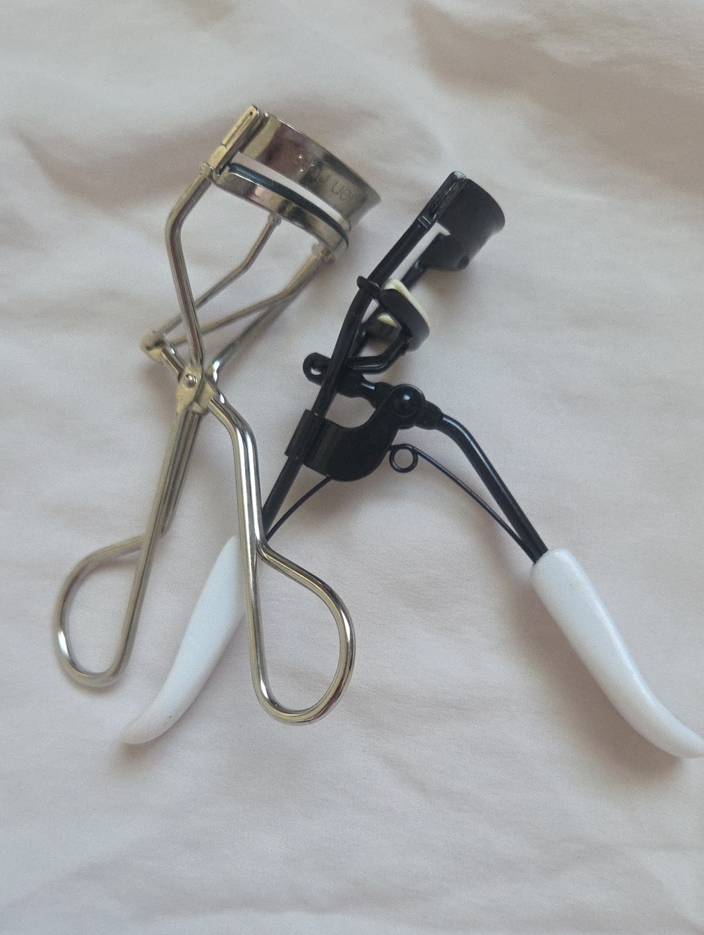 Pair of Eyelash Curlers - Silver & Black with White Handles